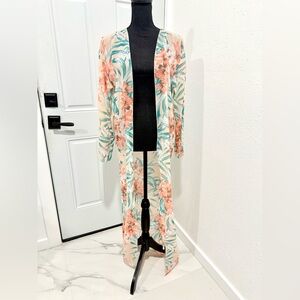 Boohoo Floral Open-Front sheer kimono/duster S/M